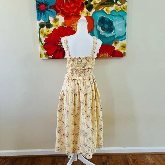 oak & trellis • nwot smocked yellow midi dress. - Picture 2 of 4